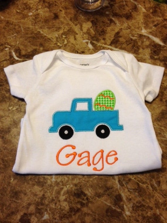 Little Boys' Happy Easter Truck with Egg T-Shirt or Onesie