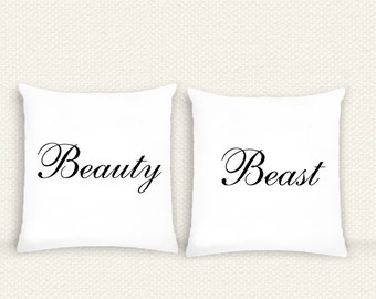 Pair Of Funny Pillow Covers For A Couple His And Hers Beauty And The ...