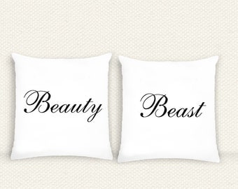 Pair Of Funny Pillow Covers For A Couple His And Hers Beauty And The ...