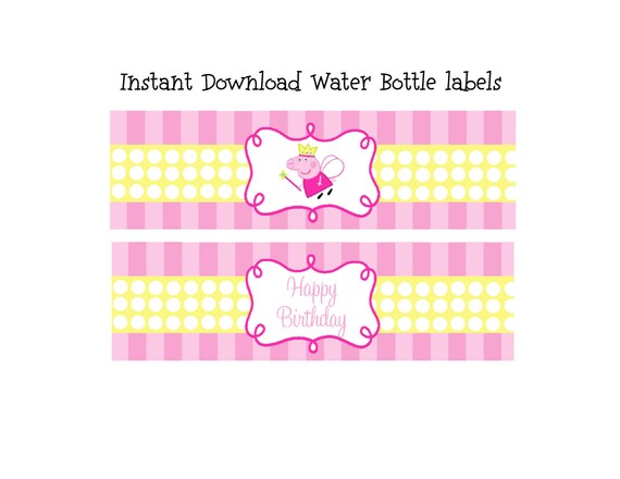 Instant Download Peppa Pig Water Bottle Labels