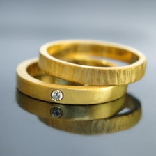 wedding ring set, His and hers wedding rings, 14k 18k, Modern wedding ...