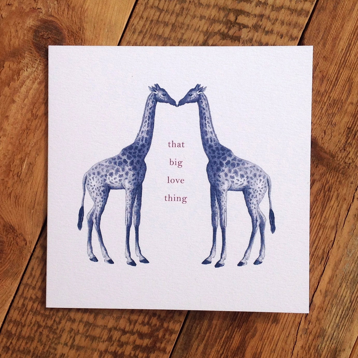 Giraffe Valentines Card Giraffe Love Card I Love by CoulsonMacleod