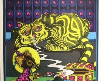 The Sorcerer and the Cat Original Blacklight black light Poster 1972