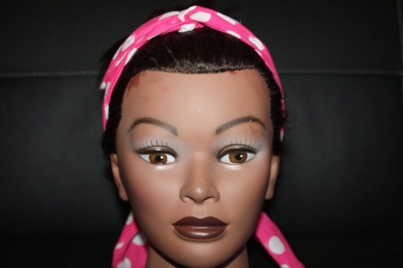 Pink Polka Dot Twist Bow Head band