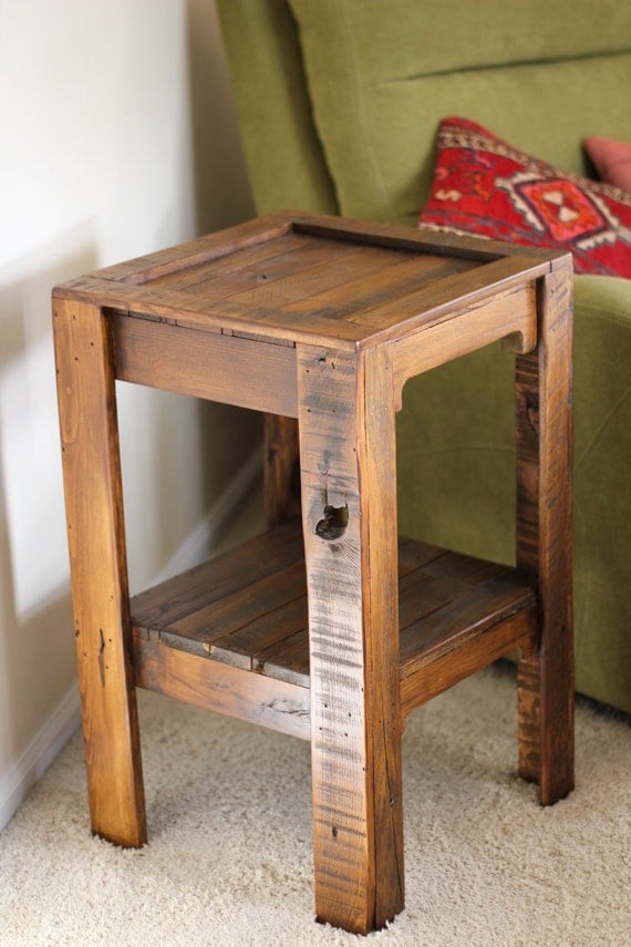 Items similar to Reclaimed Pallet Wood Side Table on Etsy