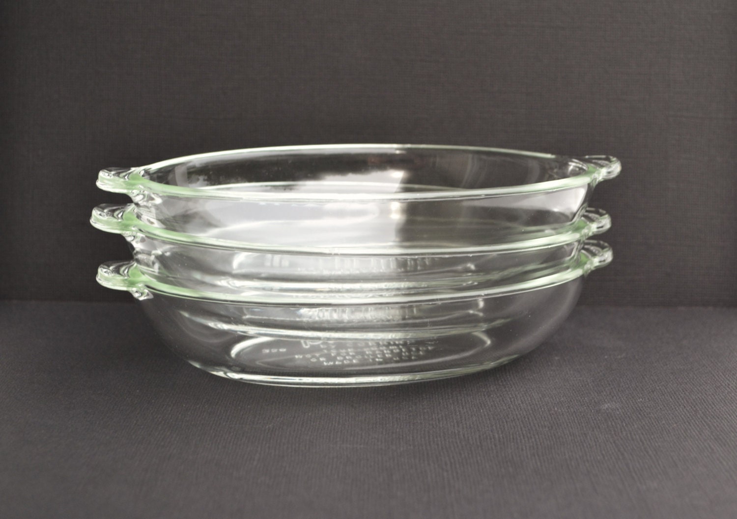 3 Pyrex Au Gratin Casserole Dishes Clear Glass Individual
