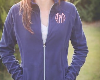 Monogram Microfleece Jacket | Full Zip Microfleece | Monogram Jacket | Monogram Fleece | Lightweight Jacket | Gift for Her | Gifts under 50