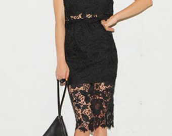 Lace Pencil Skirt with Elastic Waist main image 1
