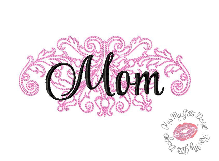 Mom Damask Machine Embroidery Design