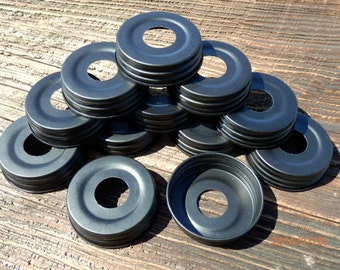 DIY 12 Primitive pre drilled mason jar lids for making soap/lotion dispensers.Available in 5 colors with, 1 1/16 " hole,set of 12 lids
