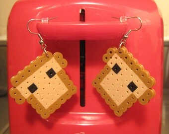 butter plush toast Fishhook TOAST Earrings Dangle EARRINGS Slice d // Kawaii Food Bread