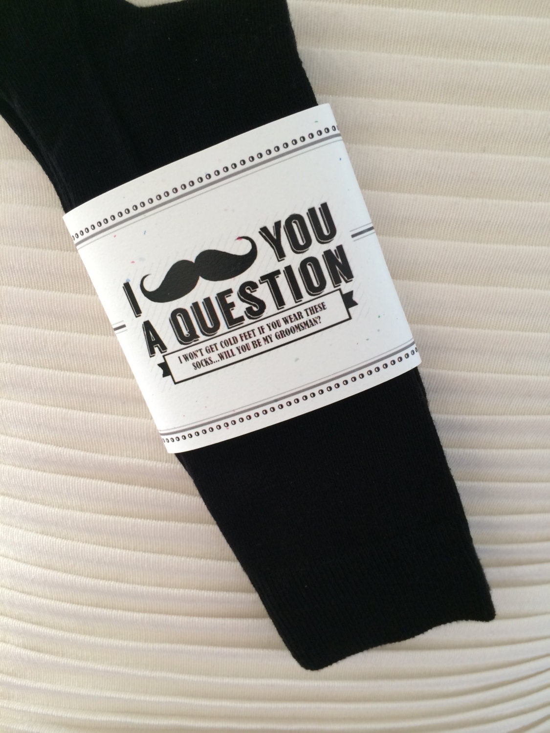 Groomsman Wedding Socks & Label I Mustache You a by ColdFeetSocks