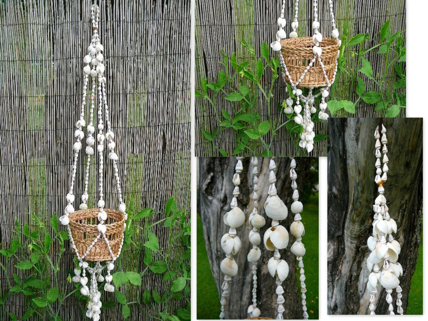 Sea Shell Hanging Planter Handmade Planter Hanger Beach
