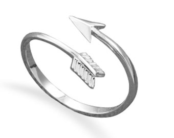Celebrity Style 925 Sterling Silver Sideways Arrow Wrap Around Stackable Midi Knuckle Ring