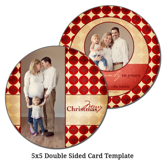 5X5 Double Sided Christmas Card Template Holiday Card