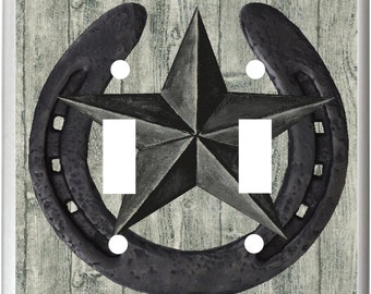 Rustic Barn Star Horseshoe Light Switch Cover Plate or Outlet Home Decor Free Shipping to U.S.!!!