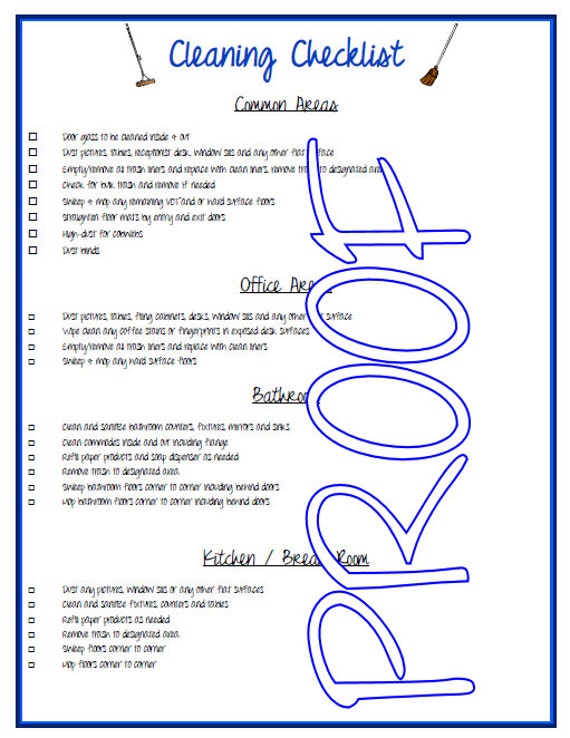 Items similar to Printable Office Cleaning Checklist on Etsy