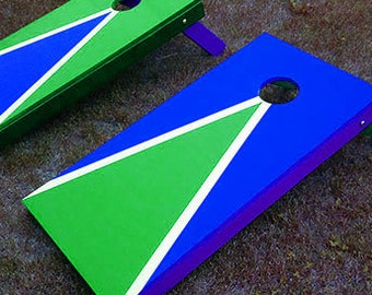 Two Toned Team Colored Corn Hole Boards - Blue & Green