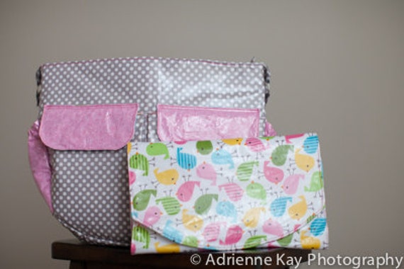 Oil Cloth Diaper Bag and Changing Pad