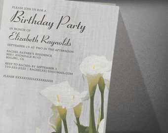 Calla Lily Birthday Party invites