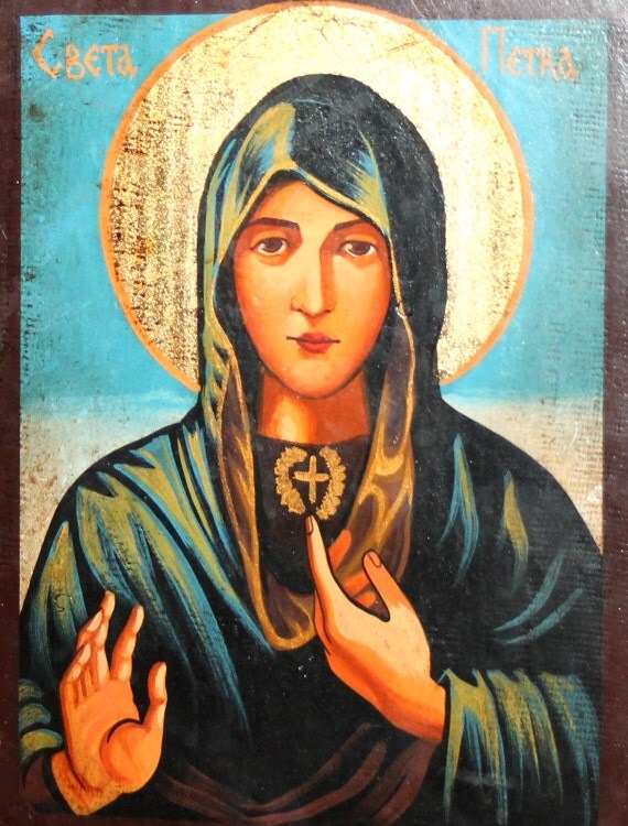Orthodox hand painted tempera/wood icon Virgin Mary