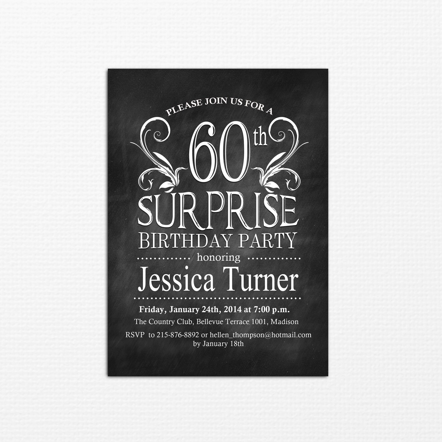 Surprise 60th Birthday Invitation / Any Age / Digital