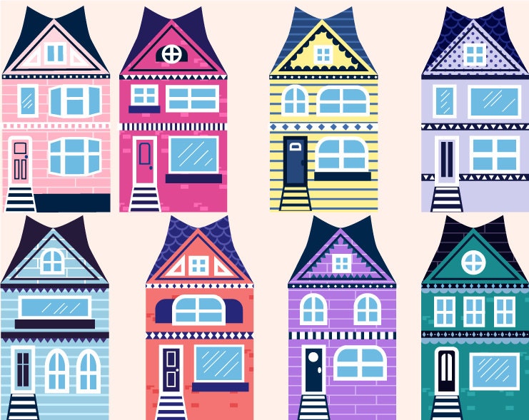 row of houses clipart - photo #21
