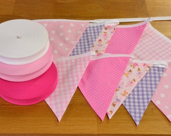 Ballet themed double sided fabric bunting, 10, 15 or 20 flags.