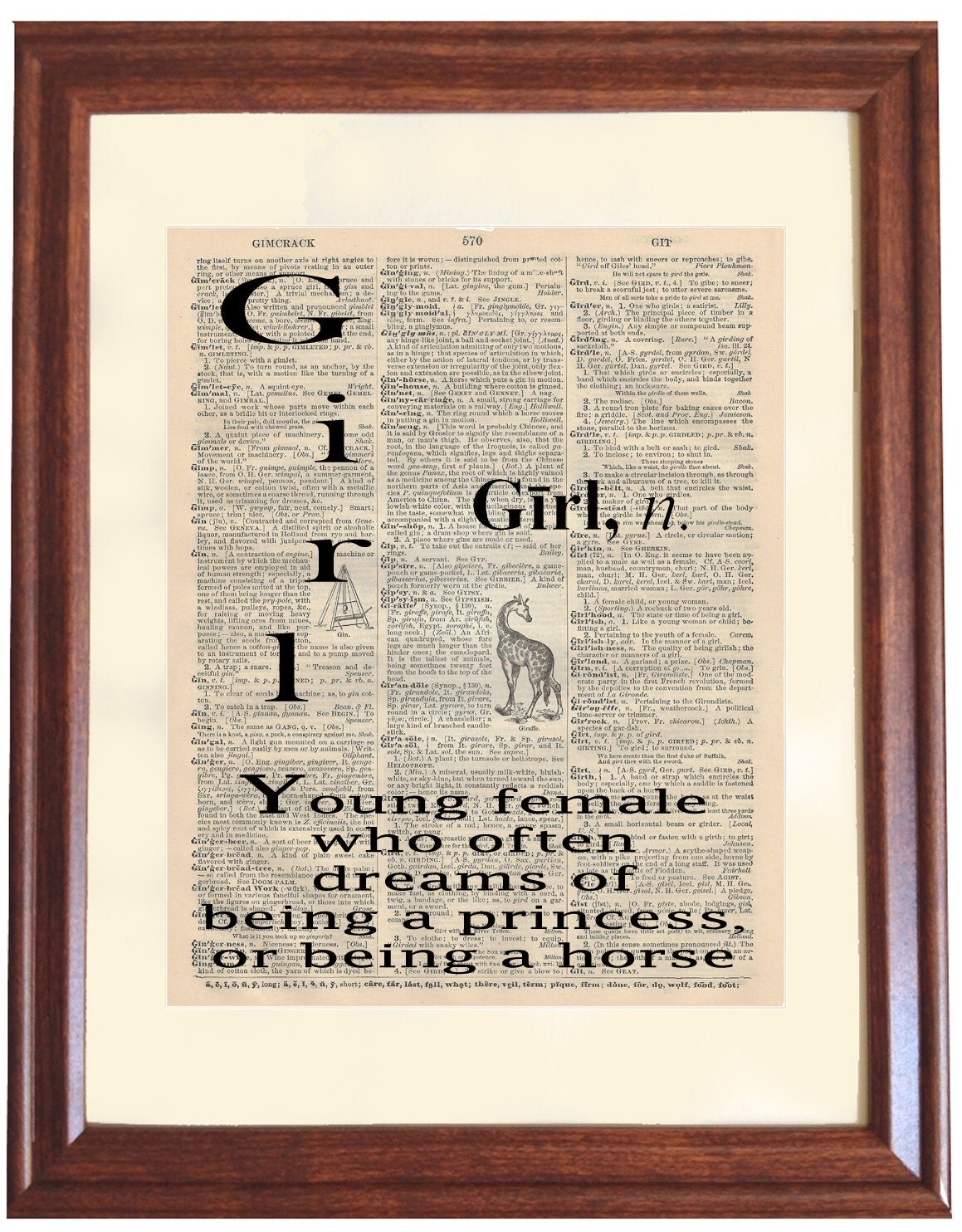 Dictionary Print GIRL Quotable definition5x7 or by OldBookSmith