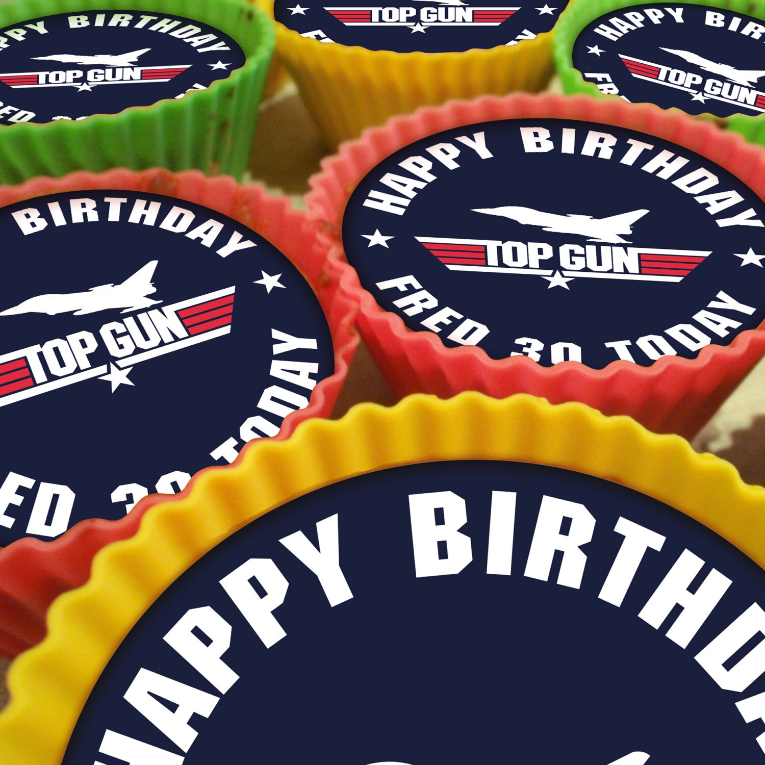 Top Gun Cupcake Toppers 20x5cm by PersonalisedDelights on Etsy