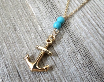 Men's Necklace - Men's Anchor Necklace - Men's Gold Necklace - Men's Jewelry - Men's Gift - Boyfriend Gift - Husband Gift - Present For Men