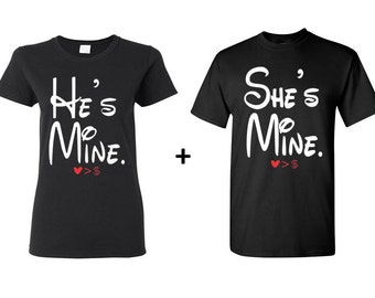 He's Mine,She's Mine Couple Matching Shirts. LoveOverMoney Couple ...