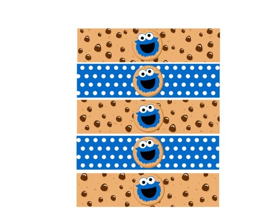 Cookie Monster Water Bottle Labels Instant download