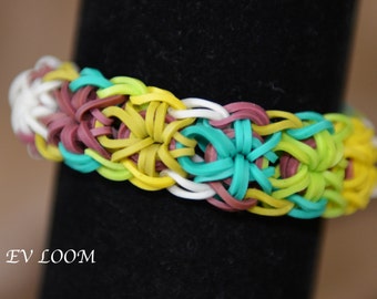 Items similar to Purple, White and Gray Hexafish Rubber Band Bracelet ...