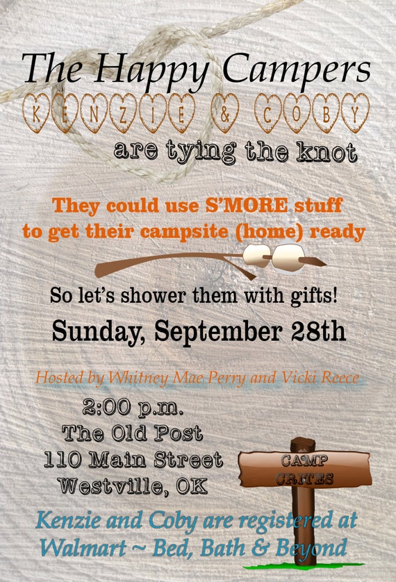 Creative Wedding Shower Invitation Camping Theme Cute