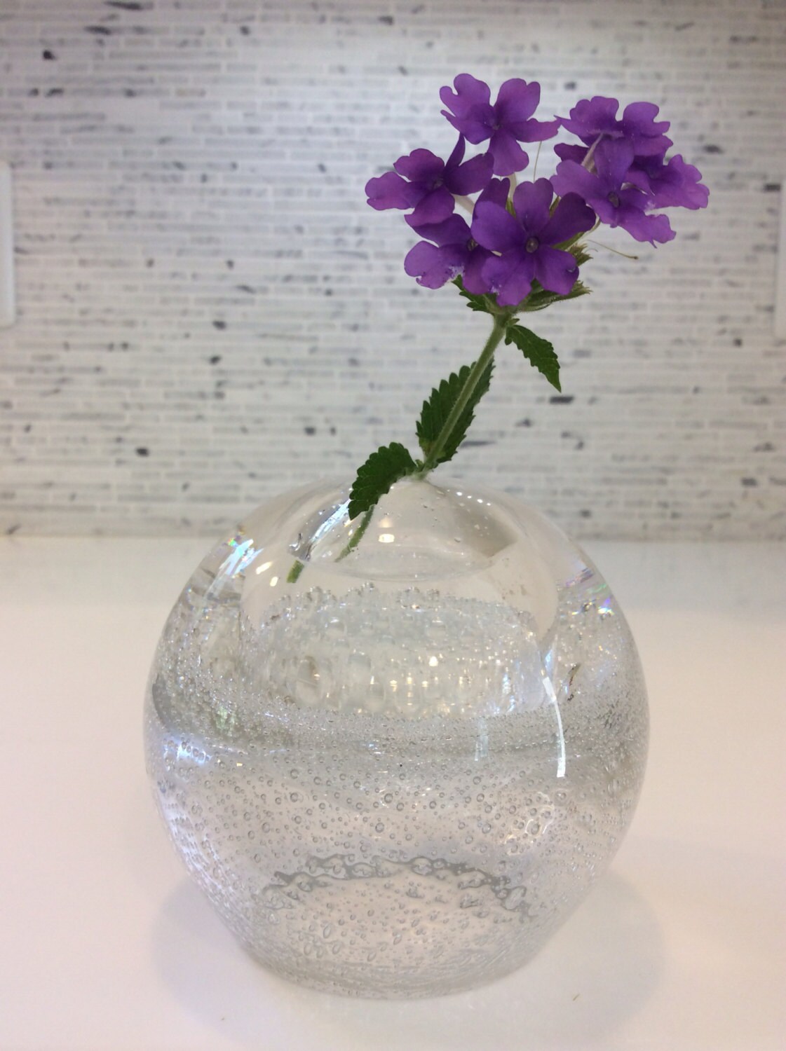 Vintage Hand Blown Glass Orchid Bud Vase or Weed Pot Clear