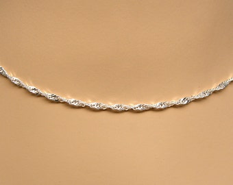 Sterling Silver Necklace Chain Singapore Twist 16, 18, 20, 24 or 30 Inches 2.4mm Style 221
