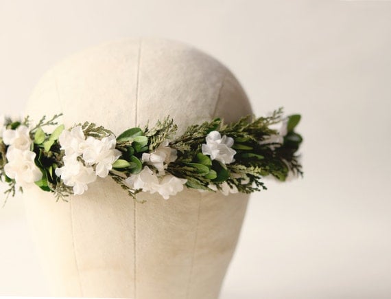 Leafy woodland crown Natural boho bridal hair wreath by whichgoose