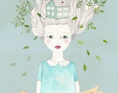 Home is where The Heart is, poster artwork print of original illustration