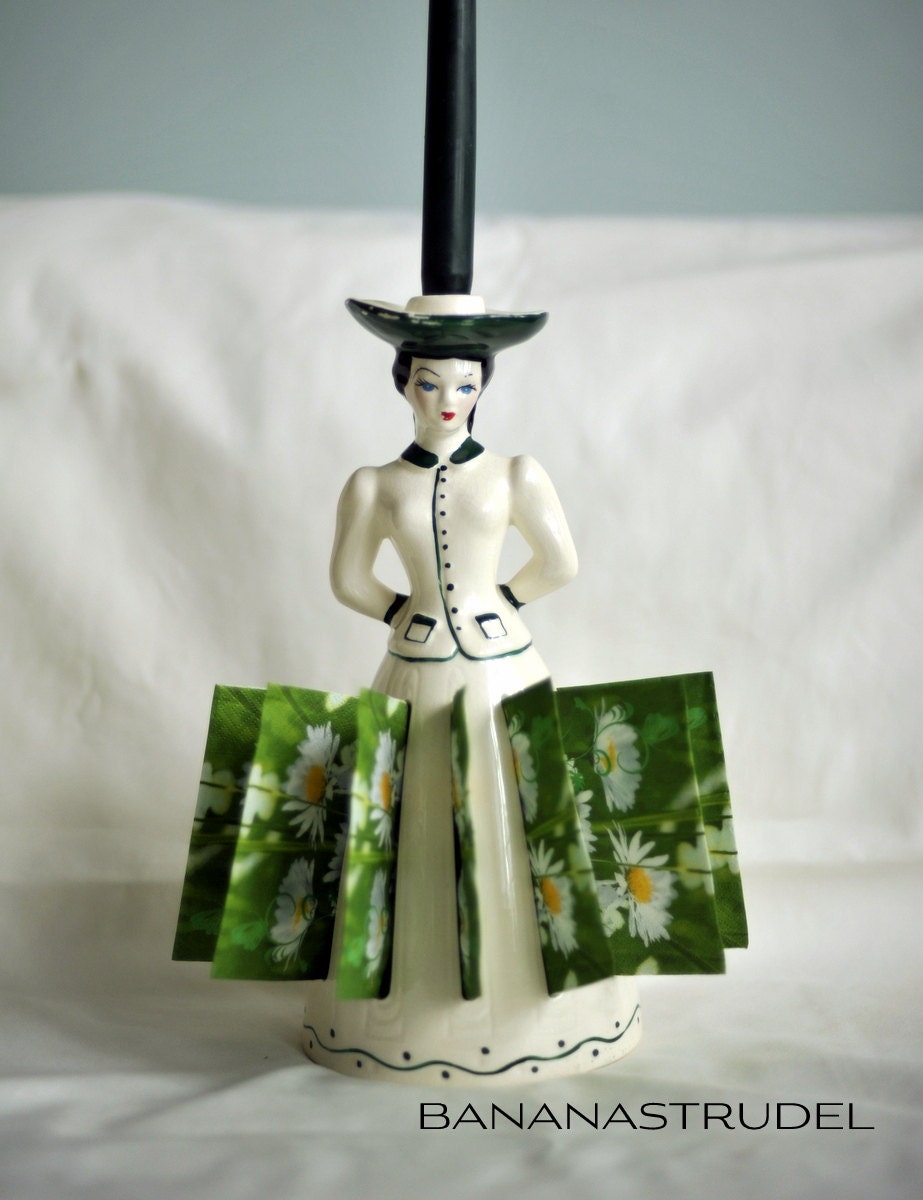1940s Vintage Lady Napkin Holder and Candle Holder Hat