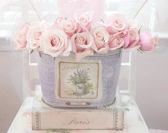 Roses Photography, Pink Pastel Roses, Paris Pink Roses Print, Dreamy Pink Shabby Chic Roses, Baby Girl Nursery Decor, Pink Roses Art Prints