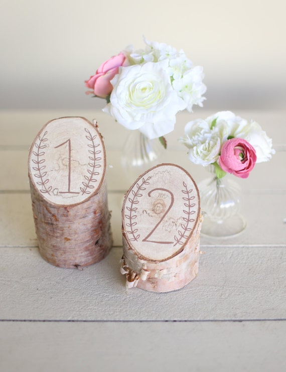 Rustic Birch Table Numbers Laurel Wreath Barn Country Wedding Decor NEW 2014 Design by Morgann Hill Designs by braggingbags