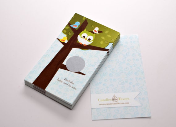 Owl - Look Whooo's Having A Baby Boy - Baby Shower Scratch Off Game Pack of 20 Cards Il_570xn