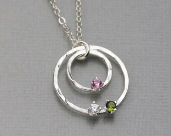 Personalized Birthstone Necklace For Mom - Necklace Gift Mom Mother Day - Sterling Silver Birthstone Jewelry - Handmade Birthstone Pendant