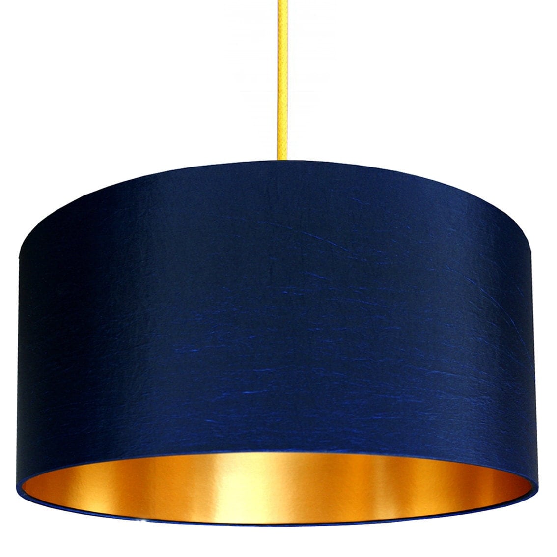 Midnight Blue Handmade Fabric Lampshade With Gold or Brushed