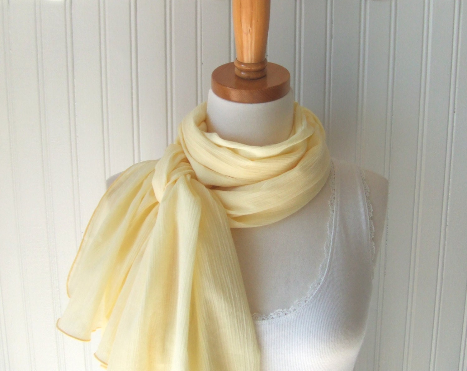 Cotton Gauze Scarf in Lemon Cream Cotton Scarf by JannysGirl