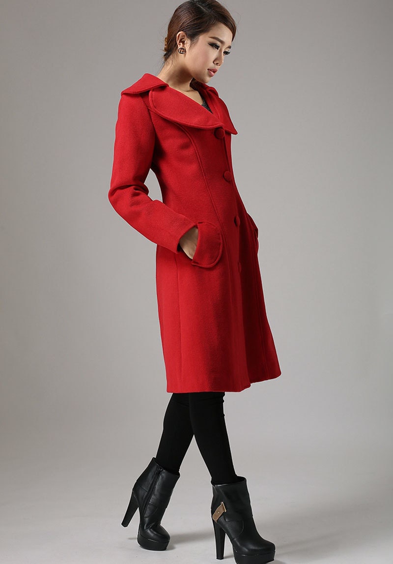 Red jacketlong jacketwool jacketwool coat winter by xiaolizi