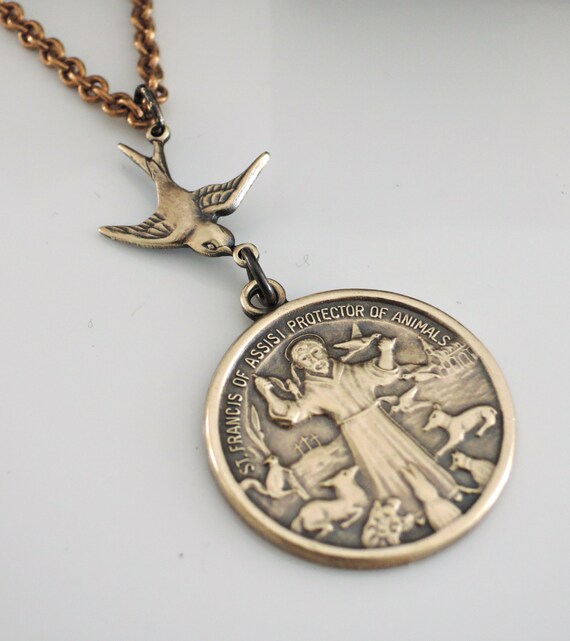Vintage Necklace Saint Francis necklace by chloesvintagejewelry