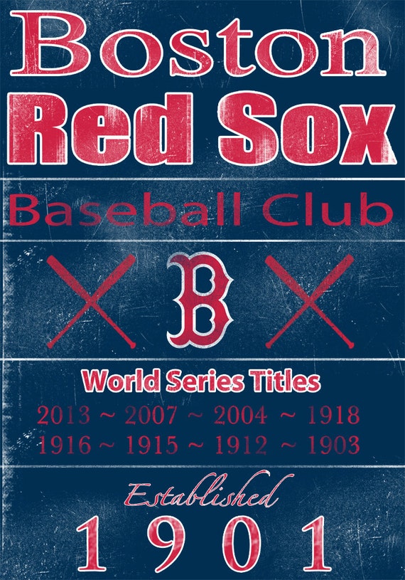 Boston Red Sox Vintage Wall Art Banner on REAL WOOD 14x20