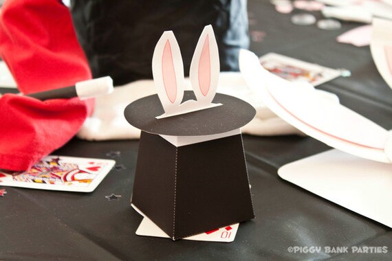 Magic Hat Favor Box : DIY Printable Rabbit in the Hat Gift Box PDF // Magic Show Favor // Magician // Magic Wand - Instant Download Il_570xn